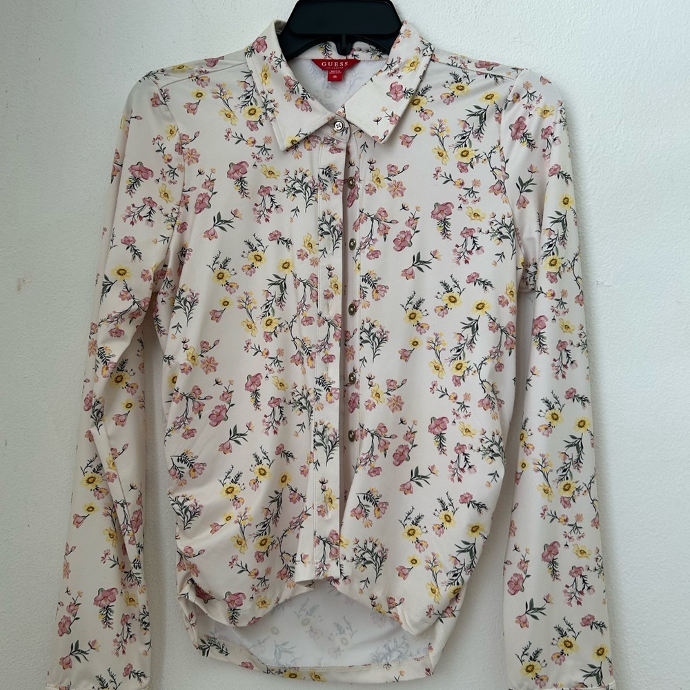 Guess Floral Print Women's Top - Cream, Pink, Yellow